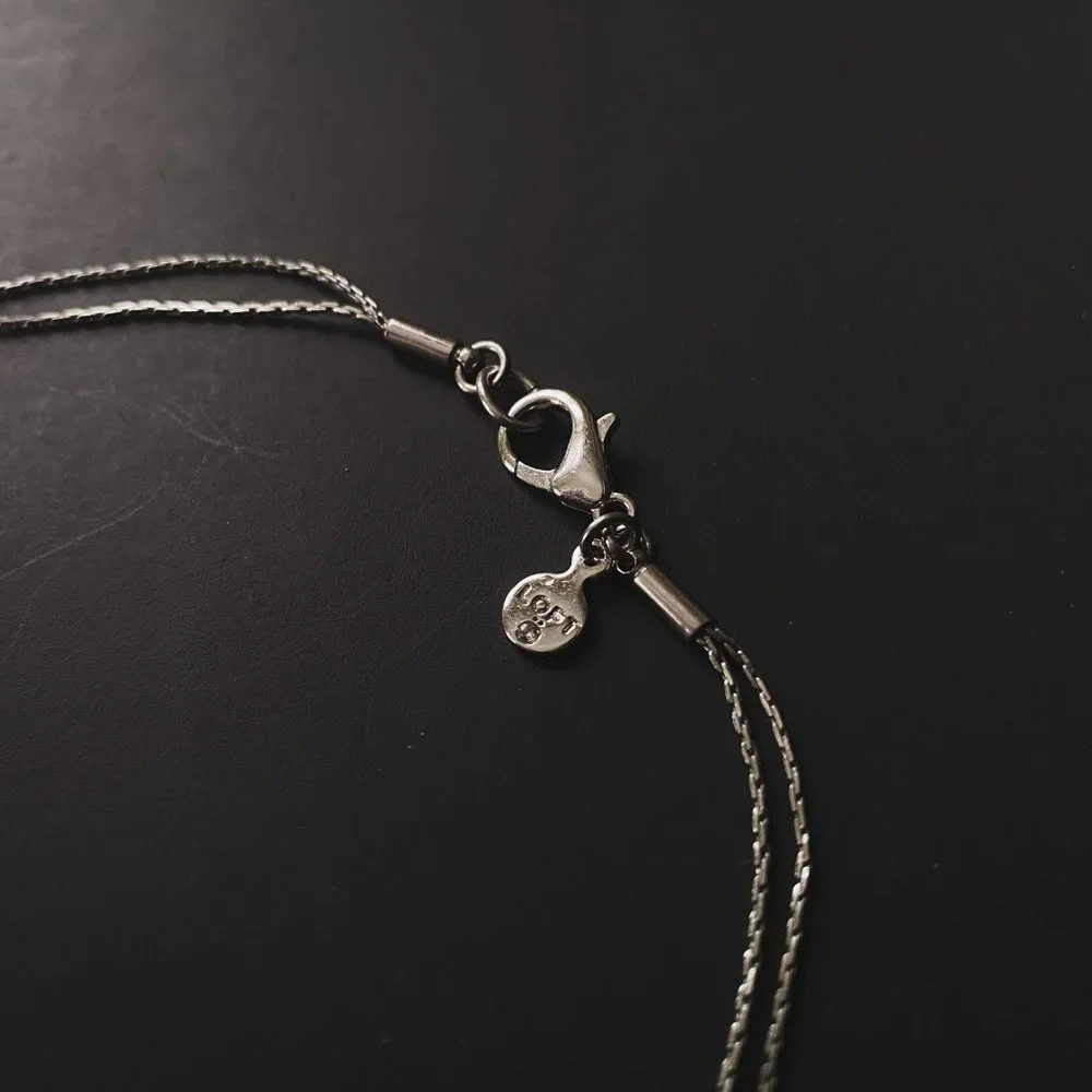 38" LOFT Pastel Pink Champagne Beaded Silver Chain Boho Double Strand Necklace - Picture 9 of 11